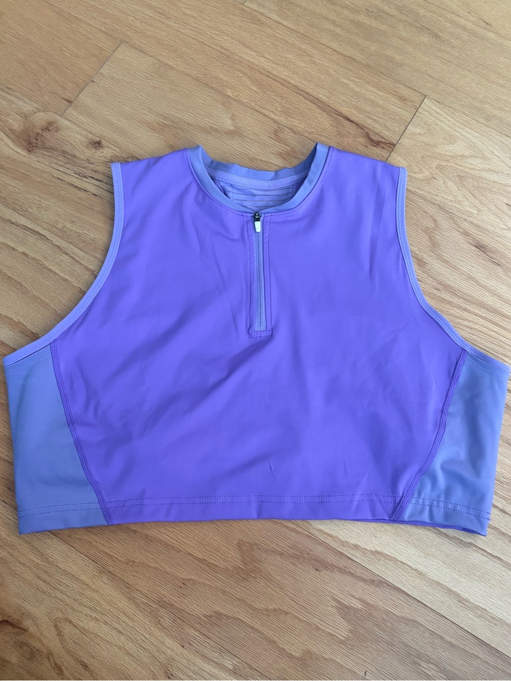 Nike Pro Dri-FIT Cropped Tank Top XXL | 1/2 Zip | Built-In Bra Purple - Picture 5 of 12